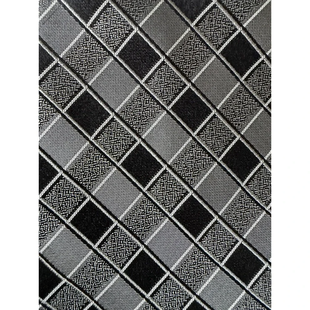 Roberto Villini Collezione Neckwear Tie Black Silver Checkered 100% Silk JBHS